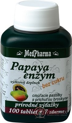 MedPharma PAPAYA ENZÝM cmúľacie pastilky 100+7 zadarmo (107 ks)