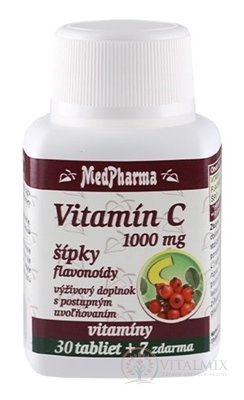 MedPharma VITAMÍN C 1000 mg so šípkami tbl (s postupným uvoľňovaním) (30+7 zadarmo) 1x37 ks