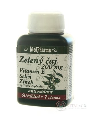 MedPharma ZELENÝ ČAJ 200 MG + Vit. E + Se + Zn tbl 60+7 zadarmo (67 ks)