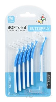 Medzizubné kefky SOFTdent Butterfly M 0,6 mm zahnuté, modré 1x6 ks