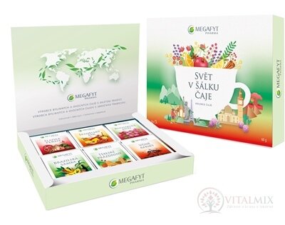 MEGAFYT Kazeta SVET v šálke čaju kolekcia čajových zmesí (6 druhov po 5 vrecúšok) (60g) 1x30 ks