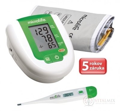 MICROLIFE TLAKOMER DIGITÁLNY BP 3AG1 automatický s adaptérom na rameno 1 ks + digitálny teplomer MT 3001 zadarmo, 1x1 set