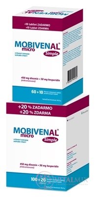 MOBIVENAL micro Simple tbl flm 100+20 zadarmo (120 ks) + Mobivenal micro Simple 70 tbl zadarmo, 1x1 set