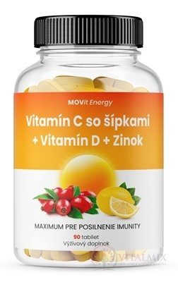 MOVit Vitamín C 1200 mg so šípkami + D + Zinok tbl 1x90 ks