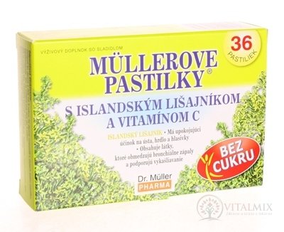 MÜLLEROVE PASTILKY S ISLAND. LIŠAJNÍKOM A VIT. C Bez cukru 1x36 ks