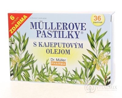 MÜLLEROVE PASTILKY S KAJEPUTOVÝM OLEJOM (ťažkosti v hrdle) 30+6 zadarmo (36 ks)