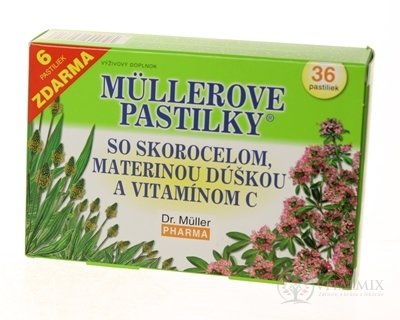 MÜLLEROVE PASTILKY SO SKOR. MAT. DÚŠKOU A VIT. C (pri kašli) 30+6 zadarmo (36 ks)