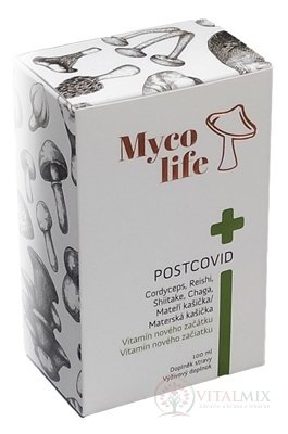 Myco life - POSTCOVID sol (cordyceps, reishi, shiitake, chaga a materská kašička) 1x100 ml