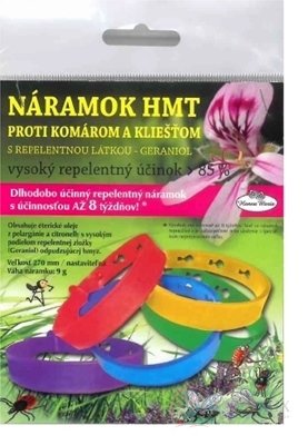 Náramok HMT proti komárom a kliešťom s repelentnou látkou GERANIOL 1x1 ks