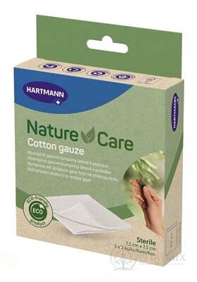 Nature Care Cotton gauze gázové kompresy 7,5 x7,5 cm, 5x2 ks