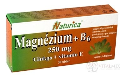 Naturica MAGNEZIUM 250 mg+B6+Ginkgo+vitamín E tbl 1x30 ks