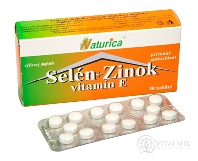 Naturica SELÉN + ZINOK, vitamín E tbl 1x30 ks