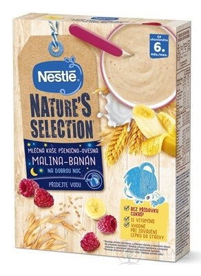 Nestlé Mliečna kaša PŠENIČNO-OVSENÁ Malina-banán Nature´s selection (od ukončeného 6. mesiaca) 1x250 g