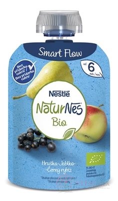 Nestlé NaturNes BIO Hruška Jablko Čierne ríbezle kapsička, ovocná desiata (od ukonč. 6. mesiaca) 1x90 g