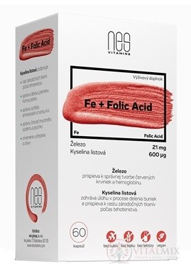 nesVITAMINS Fe 21 mg + Folic Acid 600 µg cps 1x60 ks