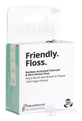NFco. Zubná niť Friendly Floss voskovaná s bambusom a aktívnym uhlím, príchuť mäta 1x1 ks