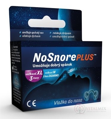 NoSnorePLUS silikónová vložka do nosa: veľkosť XL 3 ks + veľkosť M 1 ks ZADARMO, 1x1 set