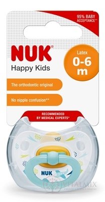 NUK CUMLÍK CLASSIC HAPPY KIDS V1-Latex Box utišujúci, veľkosť 1 (0-6 mesiacov), rôzne farby, 1x1 ks