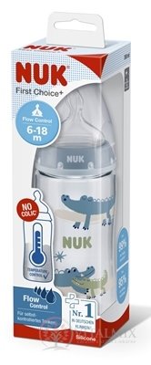 NUK FC+ FĽAŠA s kontrolou teploty 300 ml, silikónový cumlík flow control (6-18 mesiacov) 1x1 ks