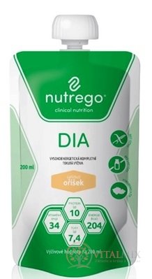 Nutrego DIA s príchuťou oriešok tekutá výživa 12x200 ml