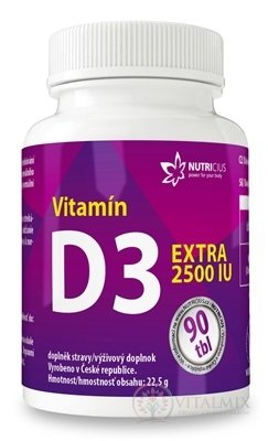 NUTRICIUS Vitamín D3 EXTRA 2500 IU tbl 1x90 ks