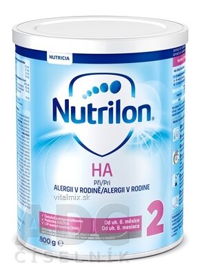 Nutrilon 2 HA mliečna výživa v prášku (od ukonč. 6. mesiaca) bezgluténový 1x800 g