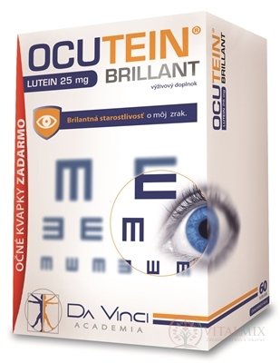OCUTEIN BRILLANT Luteín 25 mg - DA VINCI cps 60 ks + očné kvapky OCUTEIN Sensitive 15 ml zadarmo, 1x1set
