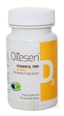 Oilesen VITAMÍN D3 1000 žuvacie tablety s pomarančovou arómou 1x80 ks