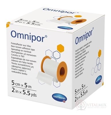 Omnipor fixačná náplasť z bieleho netkaného textilu na cievke (5 cm x 5 m) 1x1 ks