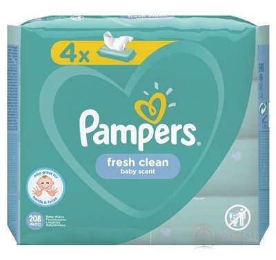 PAMPERS Baby Wipes Fresh Clean vlhčené obrúsky 4x52 ks (208 ks)