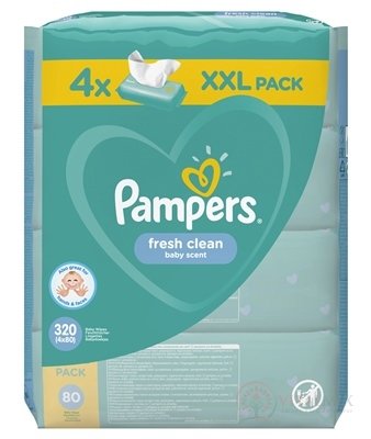 PAMPERS Baby Wipes Fresh Clean vlhčené obrúsky XXL pack 4x80 ks (320 ks)