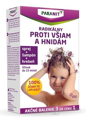 PARANIT radikálny proti všiam a hnidám sprej 100 ml + (šampón 100 ml + hrebeň zadarmo), 1x1 set