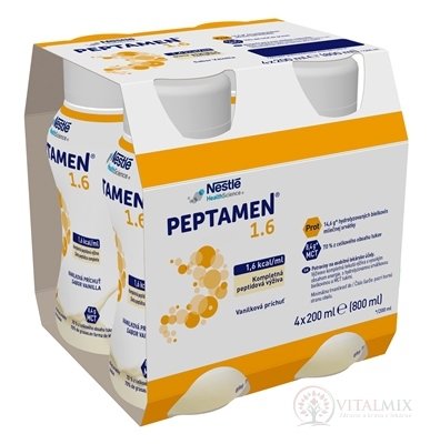 PEPTAMEN 1.6 Vanilková príchuť sol (peptidová výživa) 4x200 ml (800 ml)