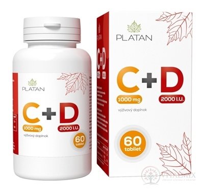 PLATAN Vitamín C 1000 mg + D 2000 I.U. tbl s postupným uvoľňovaním 1x60 ks