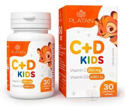 PLATAN Vitamín C + D KIDS cmúľacie tablety 1x30 ks
