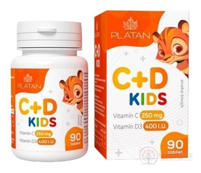 PLATAN Vitamín C + D KIDS cmúľacie tablety 1x90 ks