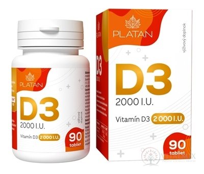 PLATAN Vitamín D3 2000 I.U. tbl 1x90 ks