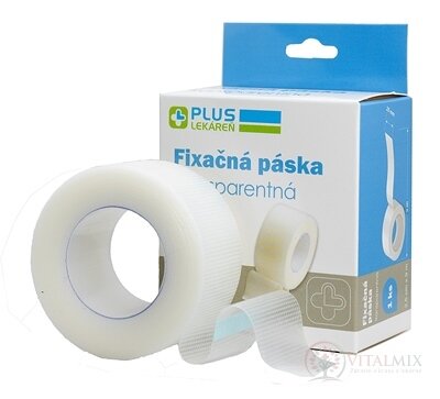 PLUS LEKÁREŇ Fixačná páska transparentná 2,5cm x 9m, cievka, 1x1 ks