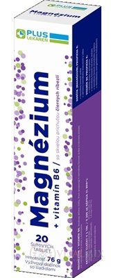 PLUS LEKÁREŇ Magnézium + vitamín B6 tbl eff s príchuťou čiernych ríbezlí 1x20 ks