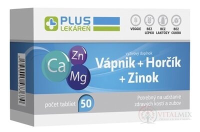 PLUS LEKÁREŇ Vápnik + Horčík + Zinok tbl 1x50 ks