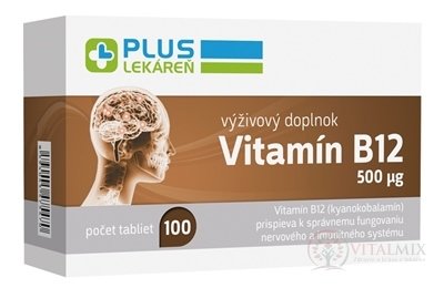 PLUS LEKÁREŇ Vitamín B12 500 µg tbl 1x100 ks