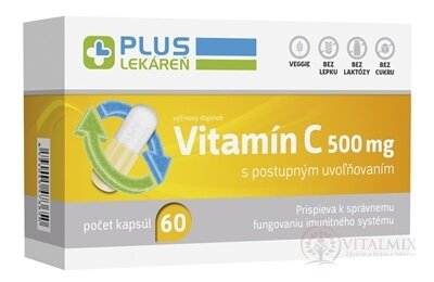 PLUS LEKÁREŇ Vitamín C 500 mg cps s postupným uvoľňovaním 1x60 ks