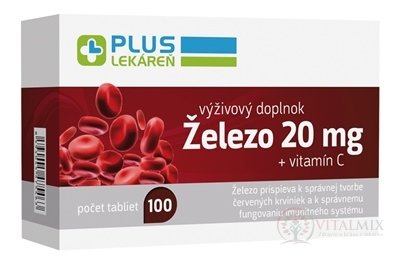 PLUS LEKÁREŇ Železo 20 mg + vitamín C tbl 1x100 ks