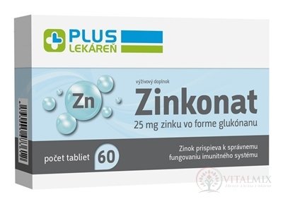 PLUS LEKÁREŇ Zinkonat tbl (zinok 25 mg) 1x60 ks