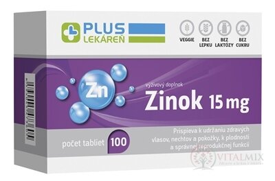 PLUS LEKÁREŇ Zinok 15mg tbl 1x100 ks