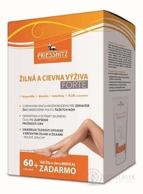 PRIESSNITZ Žilná a cievna výživa FORTE cps 1x60 ks + zadarmo Gél žily a cievy 125 ml, 1x1 set