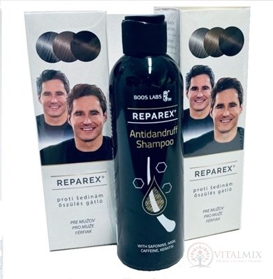 REPAREX pre mužov (Akcia) proti šedinám 2x125 ml + šampón na lupiny 200 ml, 1x1 set