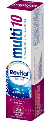 Revital multi 10 vitamínov + vláknina šumivý tbl eff s príchuťou malina 1x20 ks