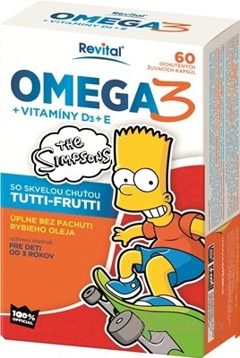 Revital OMEGA 3 + VITAMÍNY D3 + E The Simpsons žuvacie kapsuly 1x60 ks