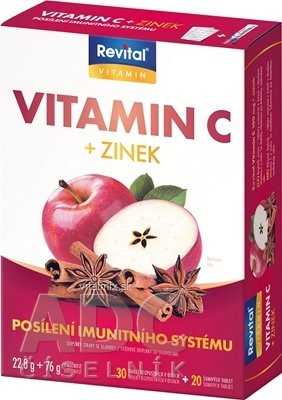 Revital Vitamín C + Zinok tbl 30 (vit.C 100mg+zinok) + tbl eff 20 (vit.C 500mg+zinok), s príchuťou winterdream, 1x1 set